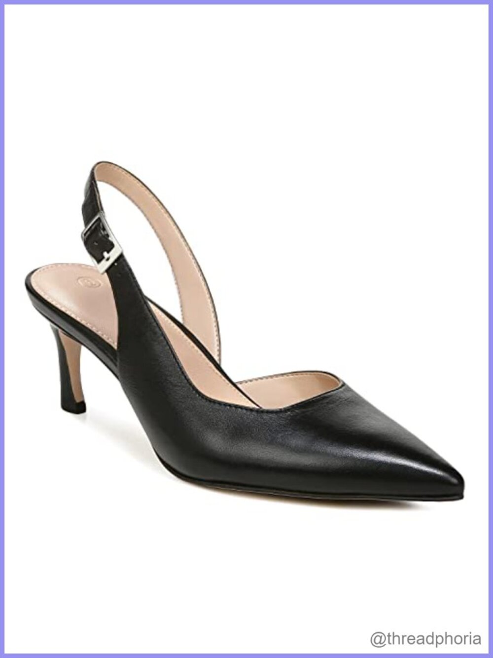 Womens Slingback Heels Faux Leather Kitten Pumps Pointed Toe Office Dress Shoes